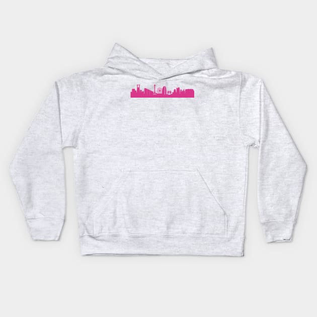 Yokohama skyline pink Kids Hoodie by 44spaces